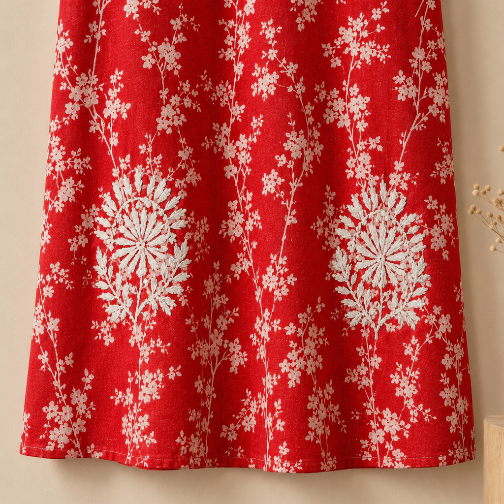 Mal Cotton Digital Print Chikankari Long Kurti