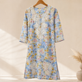 Mal Cotton Digital Print Chikankari Long Kurti