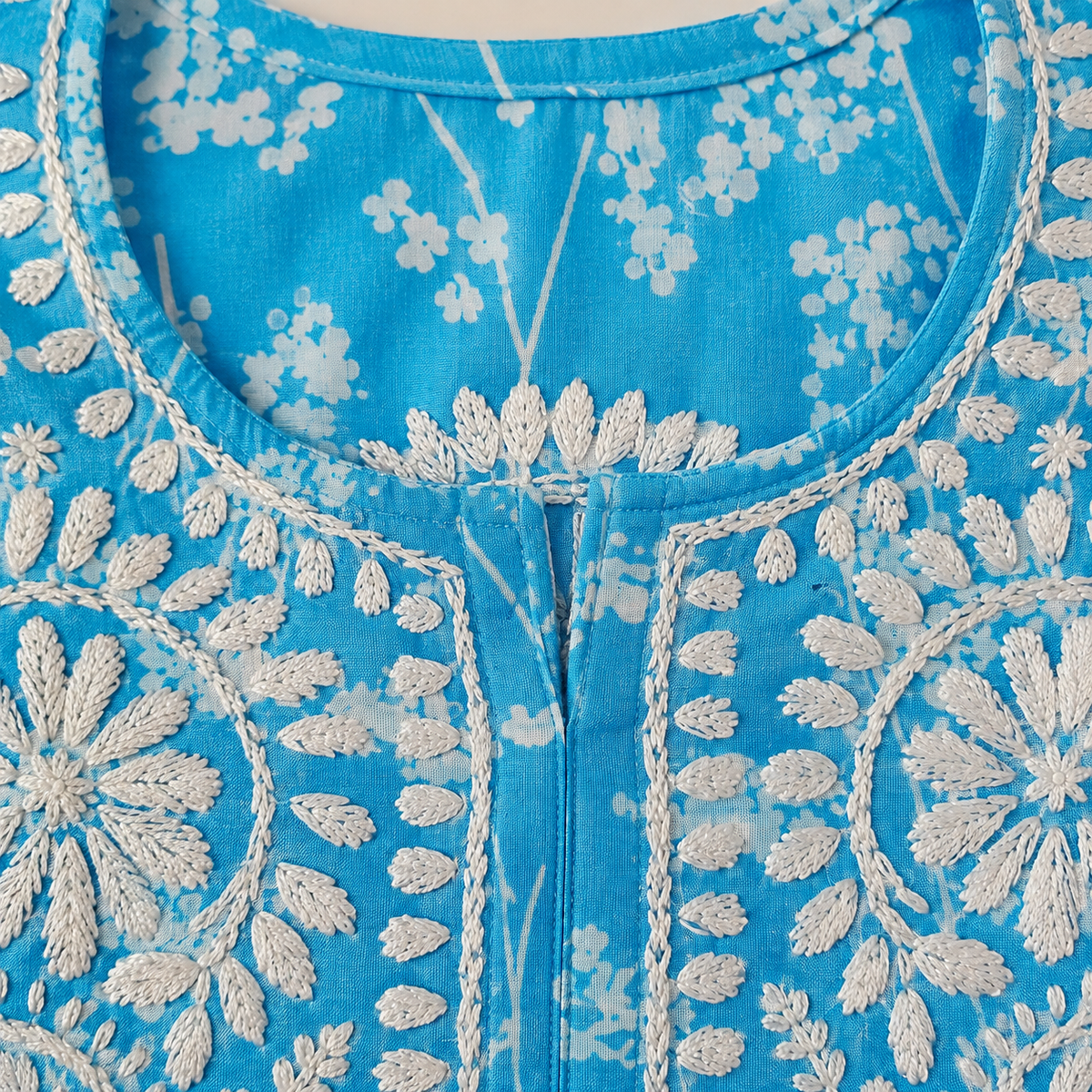 Mal Cotton Digital Print Chikankari Long Kurti