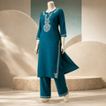 Heavy Rayon Long Chikan Palazzo Kurti Set