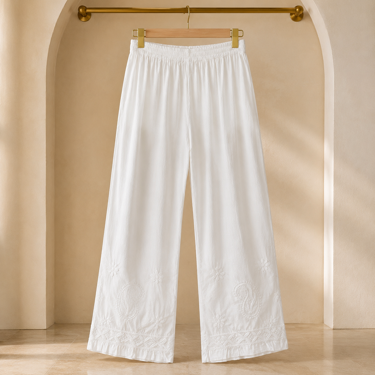 Cotton White Chikankari Palazzo