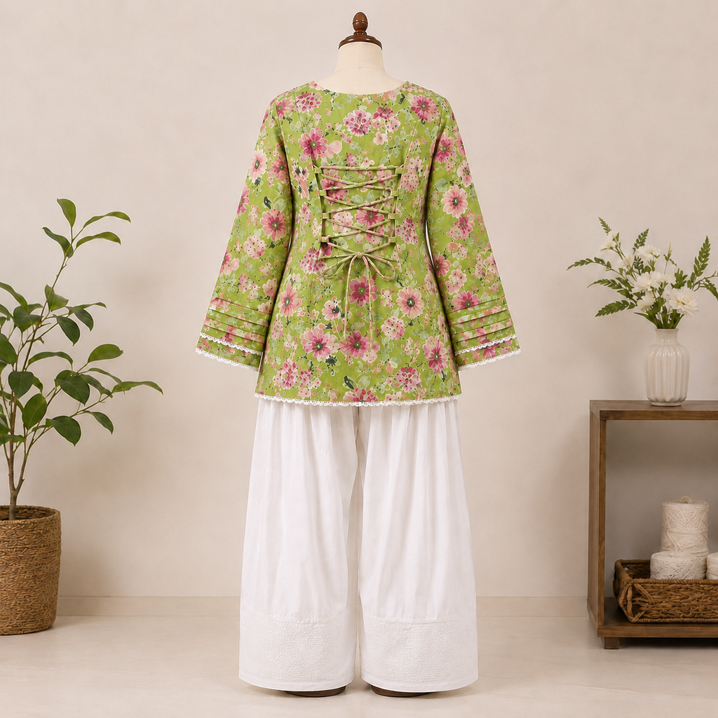 Pure Cotton Farshi Suit With Designer Back