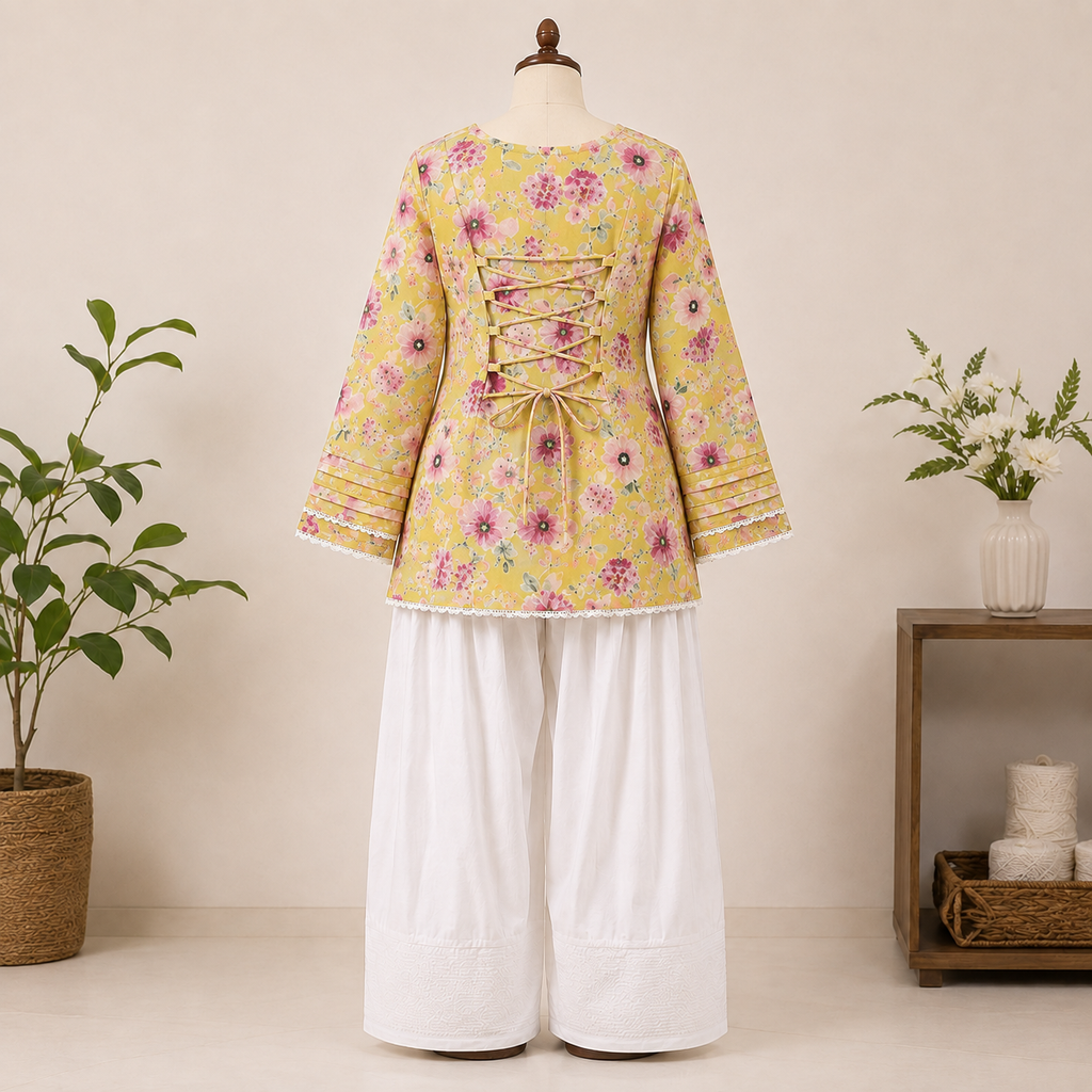 Pure Cotton Farshi Suit With Designer Back