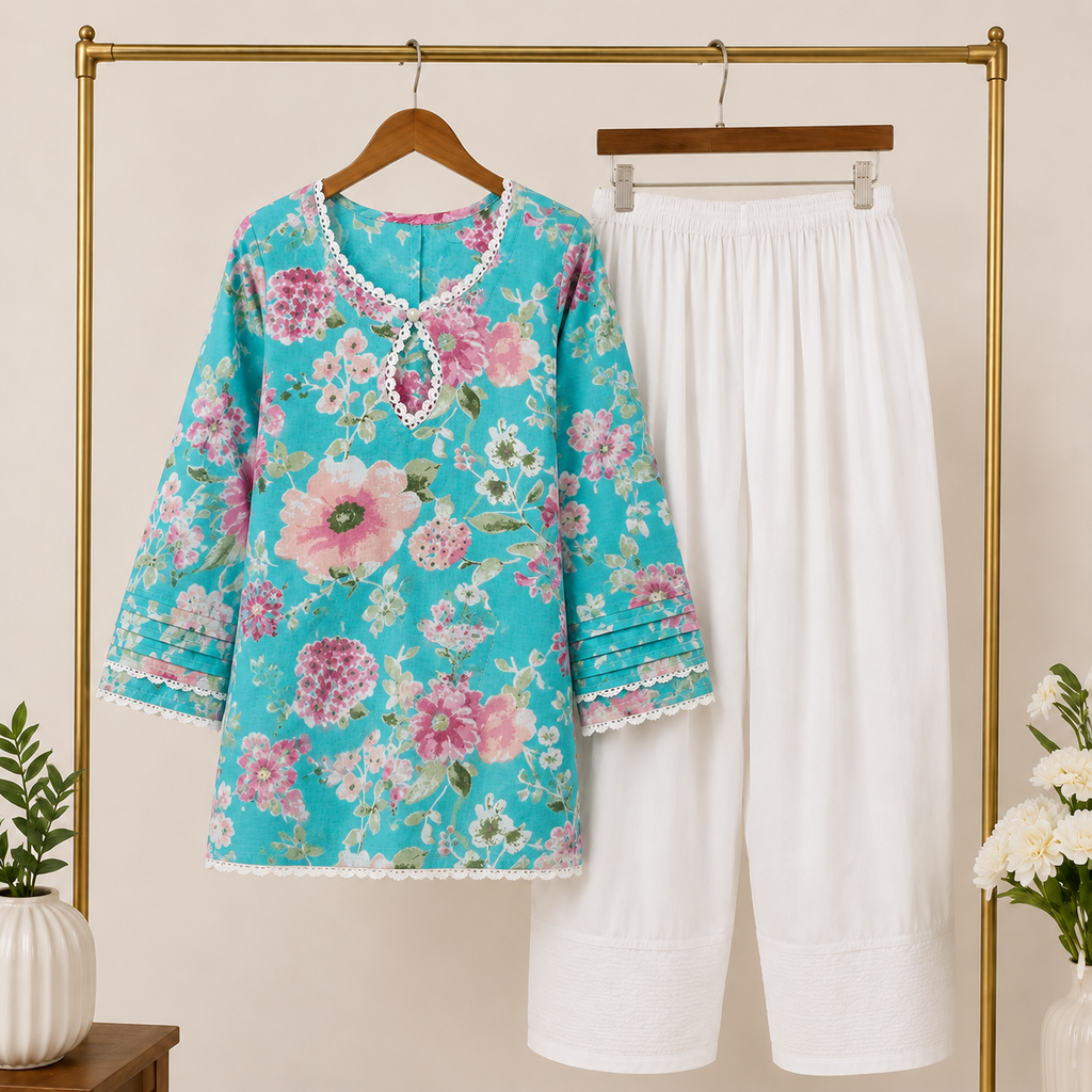 Pure Cotton Farshi Suit With Designer Back