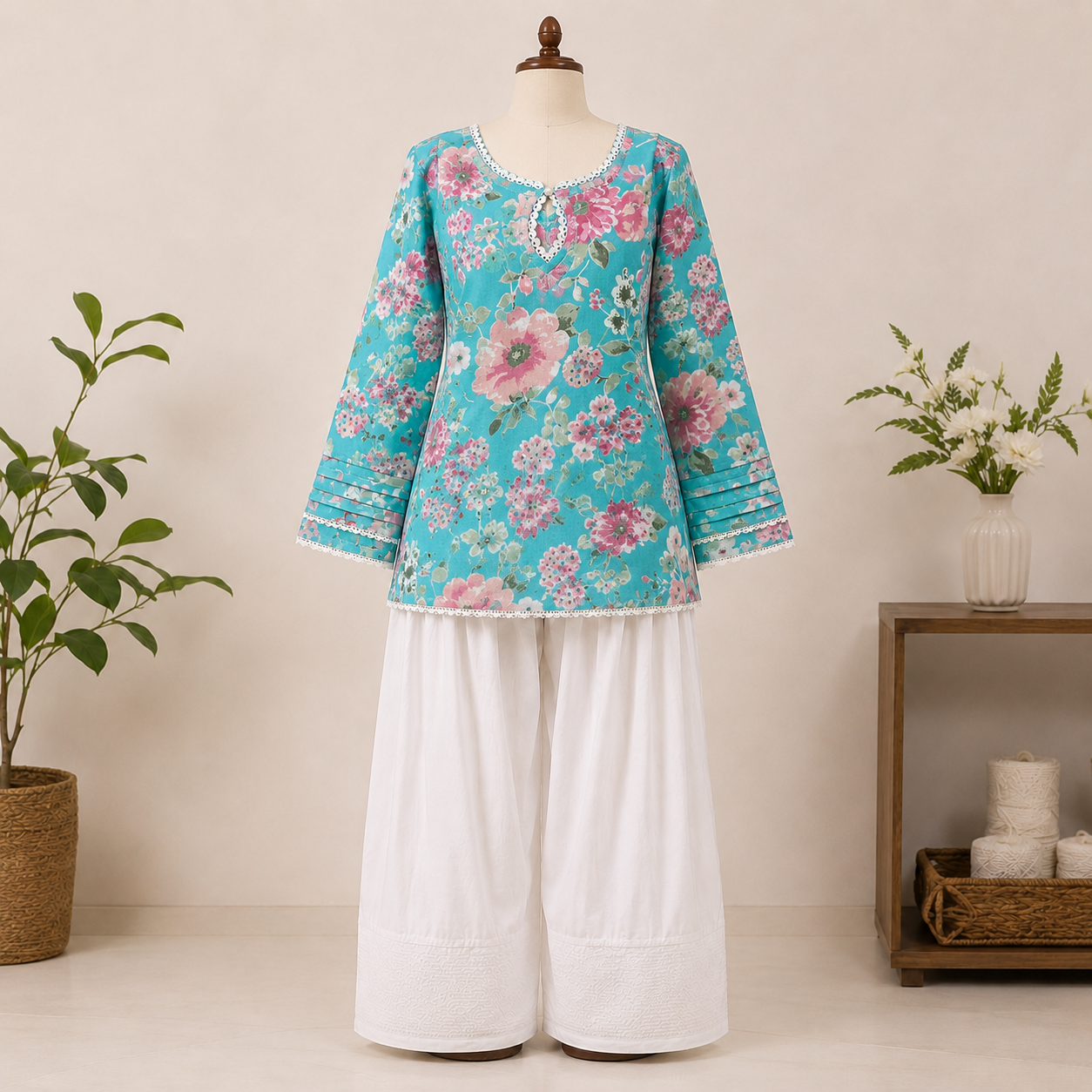 Pure Cotton Farshi Suit With Designer Back
