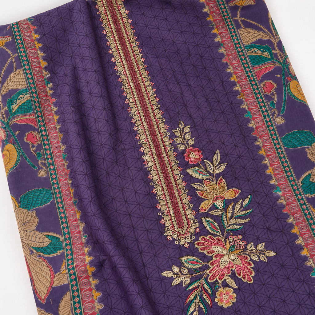 Cotton Satin Digital Print With Embroidery, Dupatta Pure Mal