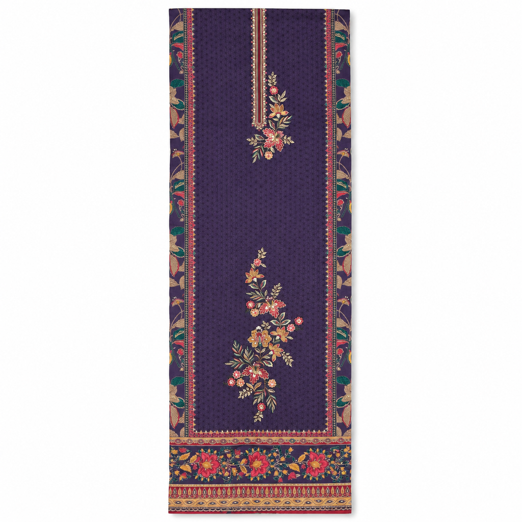 Cotton Satin Digital Print With Embroidery, Dupatta Pure Mal