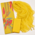 Cambric Mal Cotton Foil Print Designer Haldi Suit