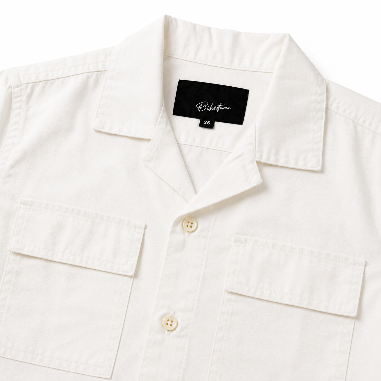 Boys’ White Short-Sleeve Casual Shirt with Dual Flap Pockets and Yellow Graphic Print