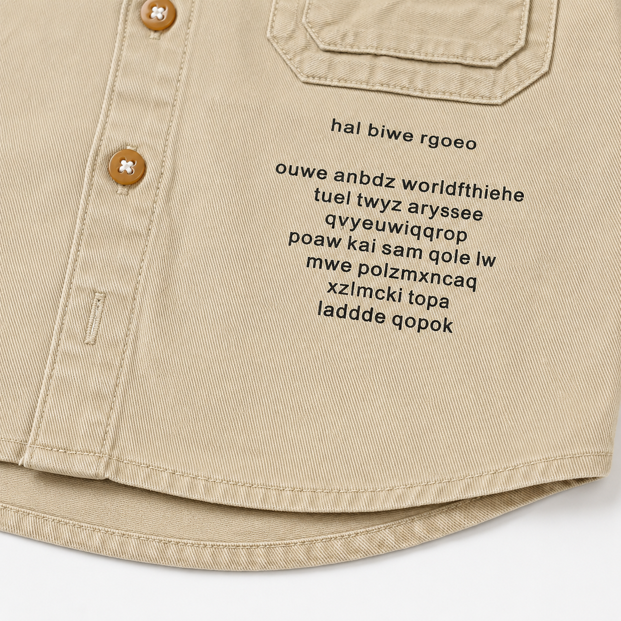 Boys’ Beige Full-Sleeve Casual Shirt with Printed Front Detail and Flap Pocket