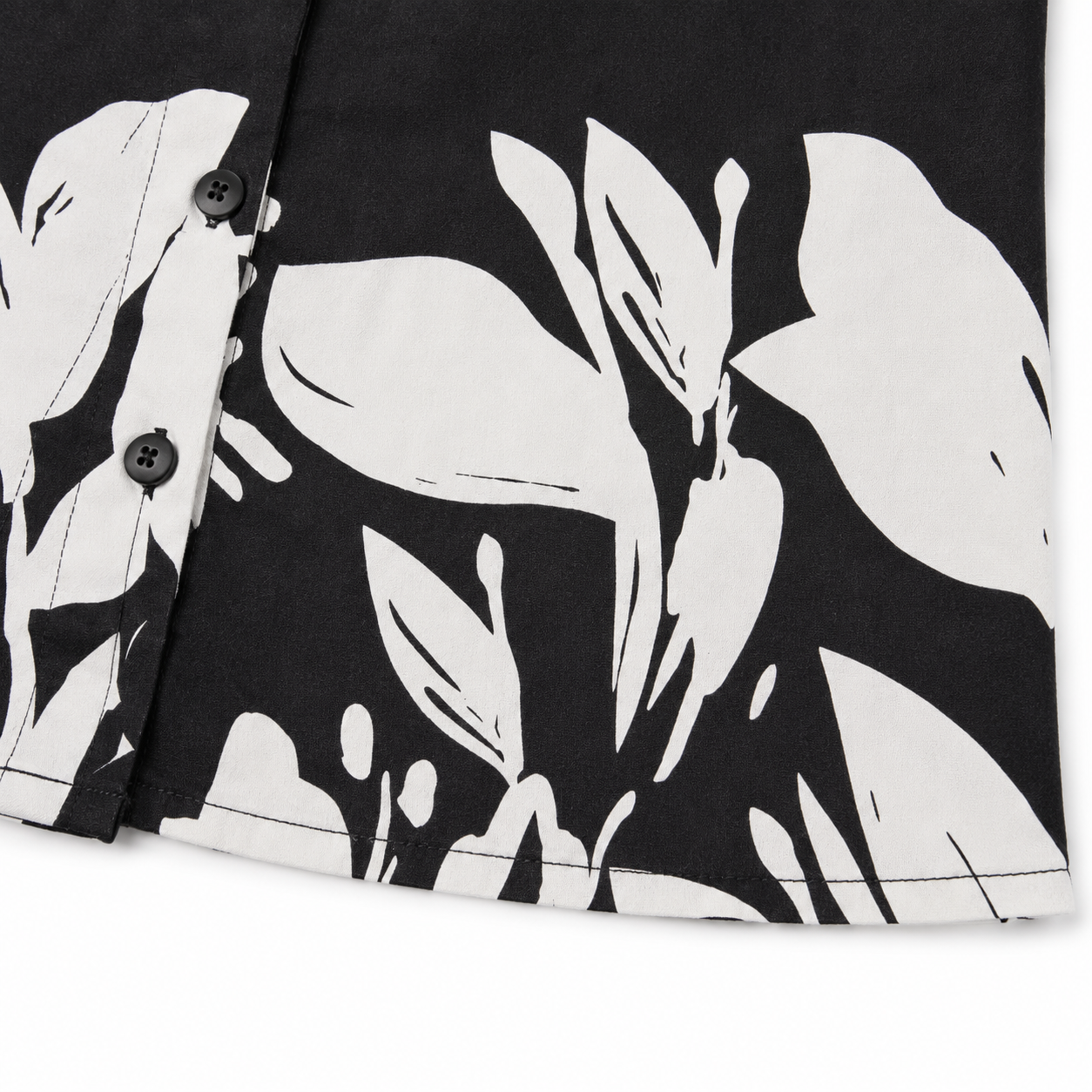 Girls’ Black and White Floral Co-Ord Set with Cropped Shirt and Wide-Leg Pants