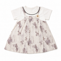 Baby Girls’ Cotton Floral Pinafore-Style Dress with White Short-Sleeve Top and Flower Appliqué