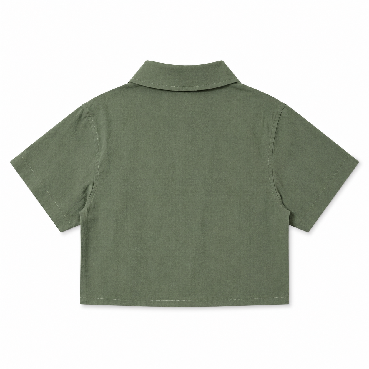 Girls’ Olive Green Floral Co-Ord Set with Cropped Shirt and Wide-Leg Pants
