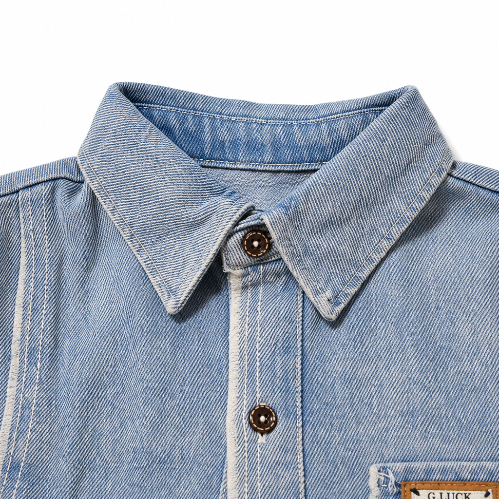 Boys’ 3-Piece Casual Outfit Set with Blue Denim Shirt, Printed T-Shirt and Black Pants
