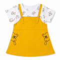 Baby Girls’ Mustard Yellow Pinafore Frock with Teddy Bear Print T-Shirt and Embroidered Details