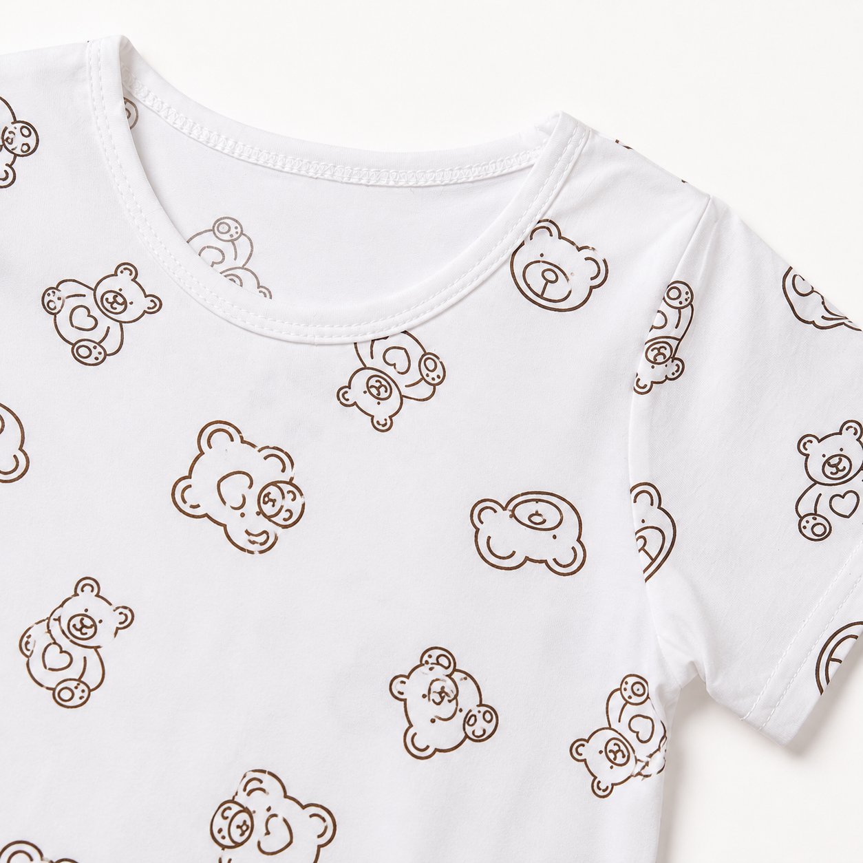 Baby Girls’ Mustard Yellow Pinafore Frock with Teddy Bear Print T-Shirt and Embroidered Details