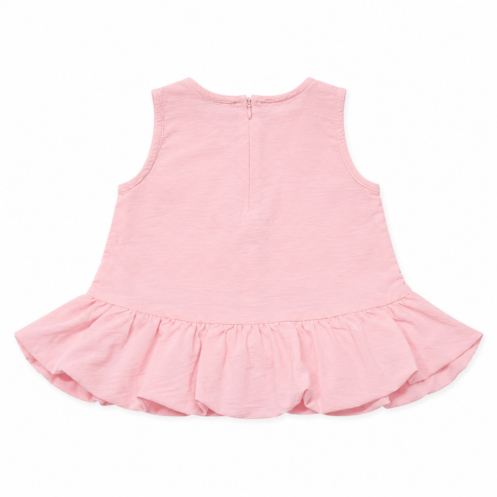 Baby Girls’ Light Pink Sleeveless Peplum Top with Decorative Bow Details