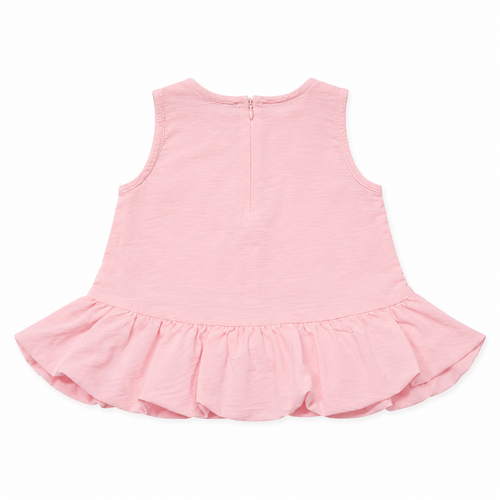 Baby Girls’ Light Pink Sleeveless Peplum Top with Decorative Bow Details