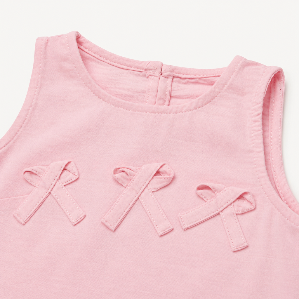Baby Girls’ Light Pink Sleeveless Peplum Top with Decorative Bow Details
