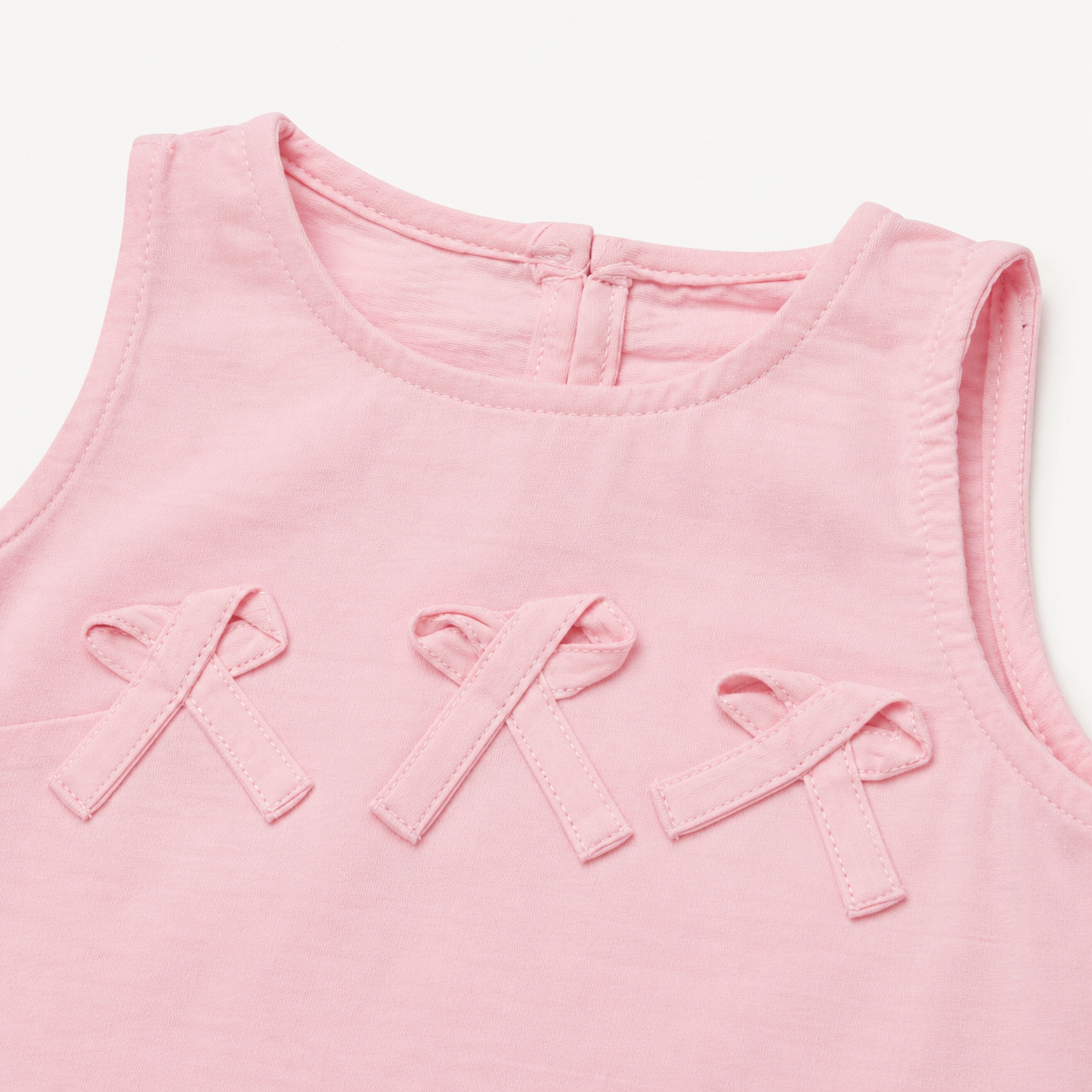 Baby Girls’ Light Pink Sleeveless Peplum Top with Decorative Bow Details