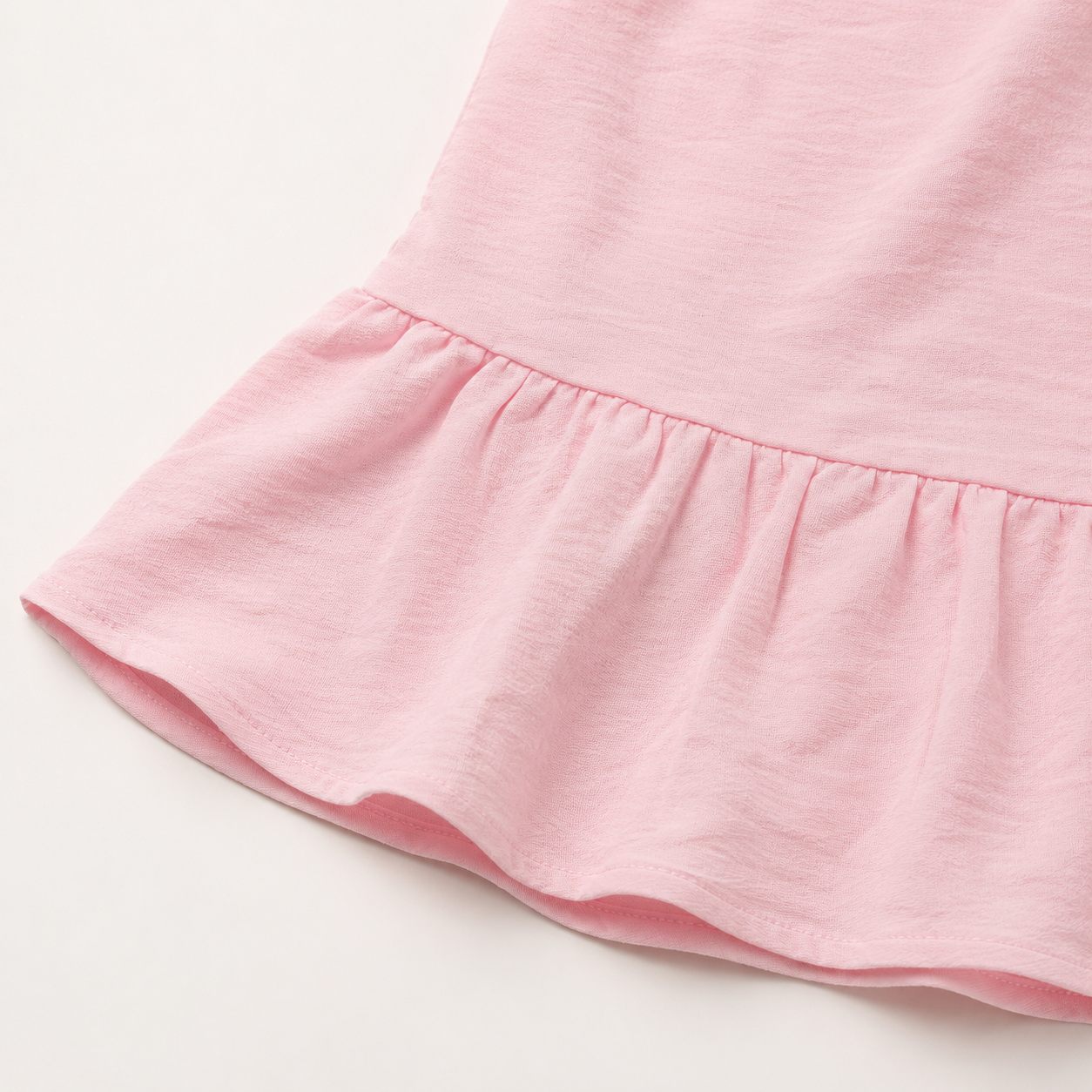 Baby Girls’ Light Pink Sleeveless Peplum Top with Decorative Bow Details