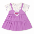 Baby Girls’ Purple Layered Frock with Floral T-Shirt, Lace Collar and Heart Patch