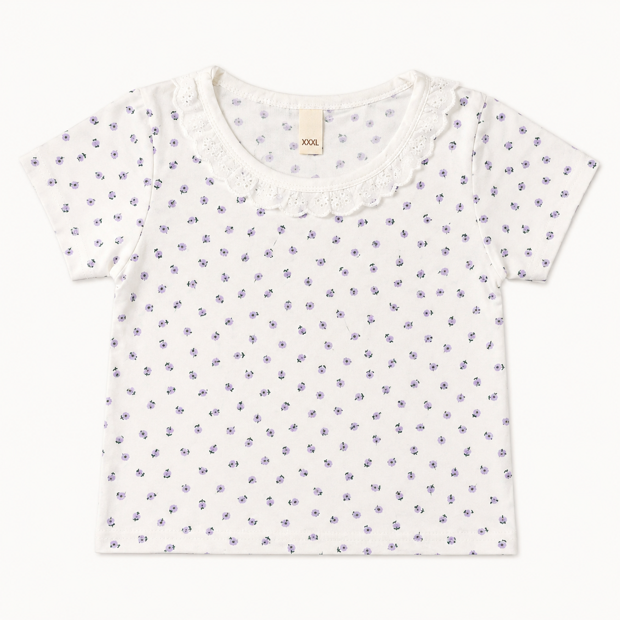 Baby Girls’ Purple Layered Frock with Floral T-Shirt, Lace Collar and Heart Patch