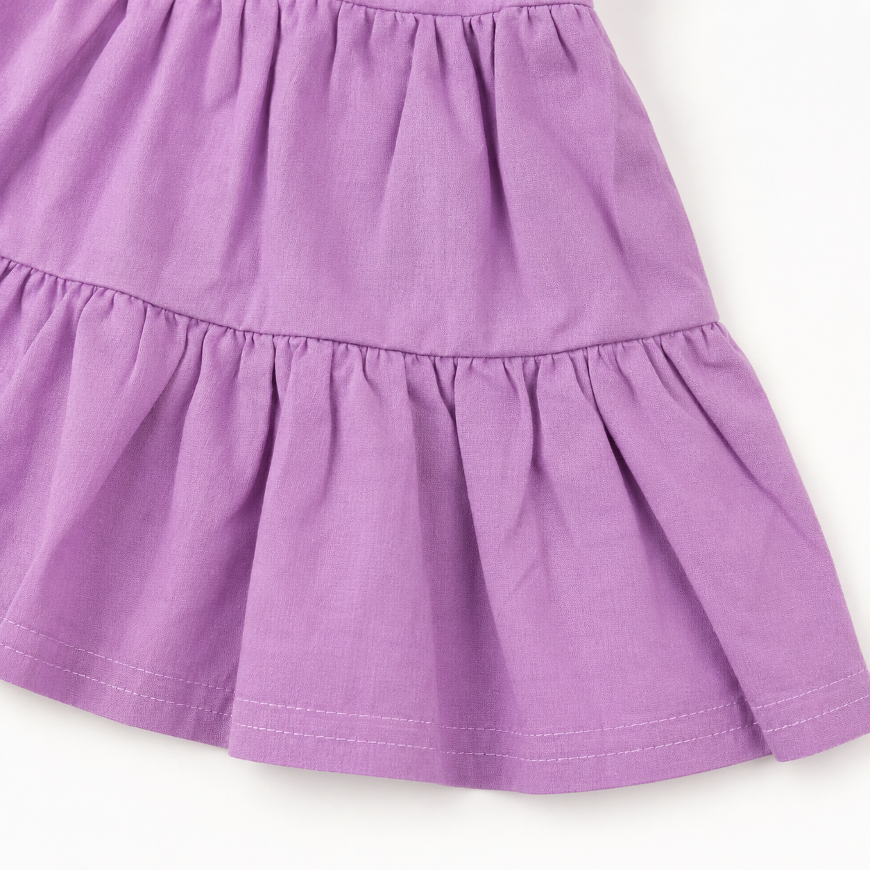 Baby Girls’ Purple Layered Frock with Floral T-Shirt, Lace Collar and Heart Patch