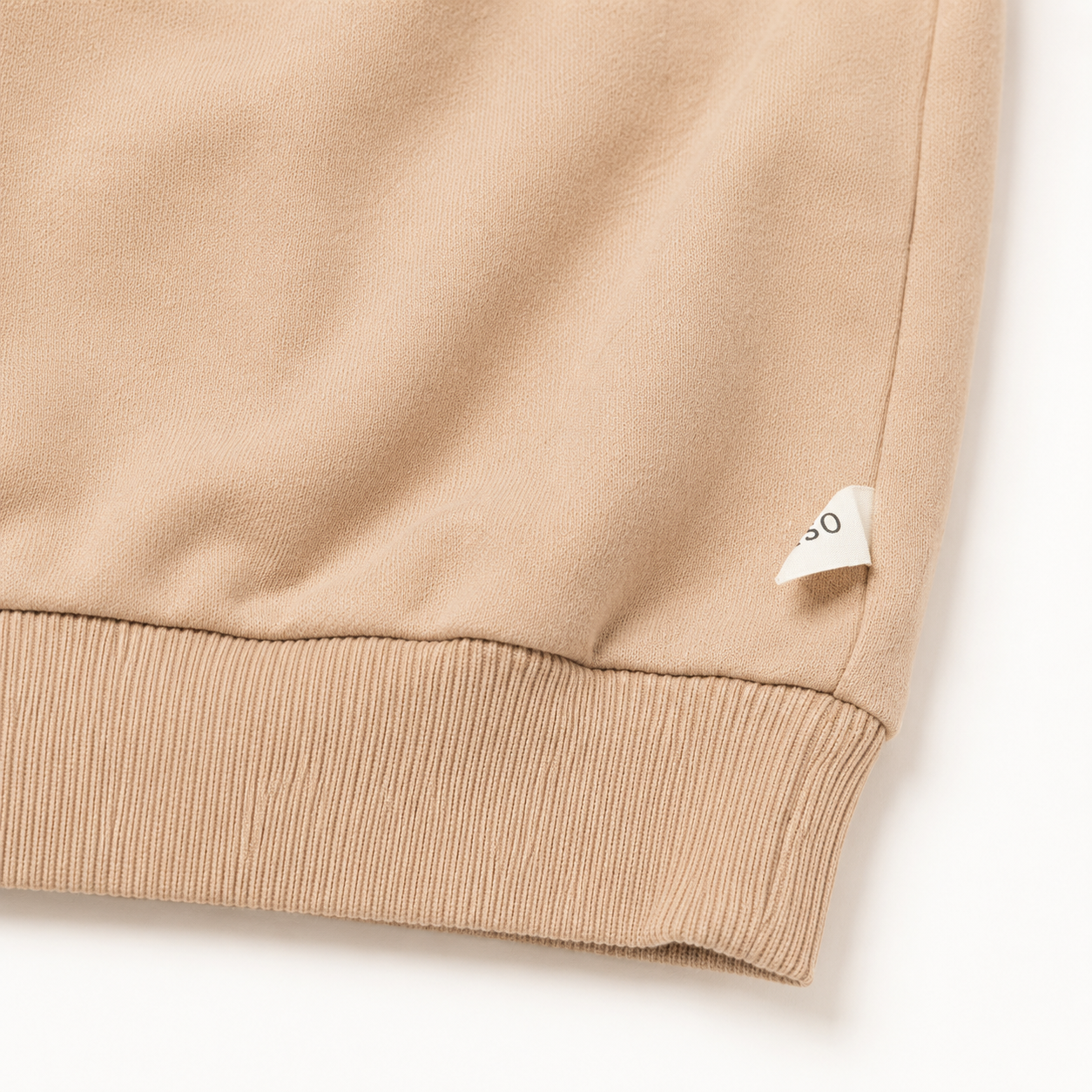 Girls’ Beige Full-Sleeve Sweatshirt with Ruffle Neck and Mushroom Appliqué