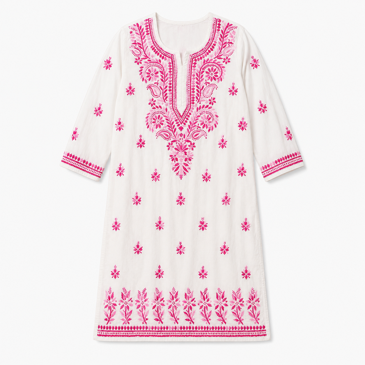 Mal Cotton Chikan Embroidered Kurti