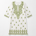 Mal Cotton Chikan Embroidered Long Kurti