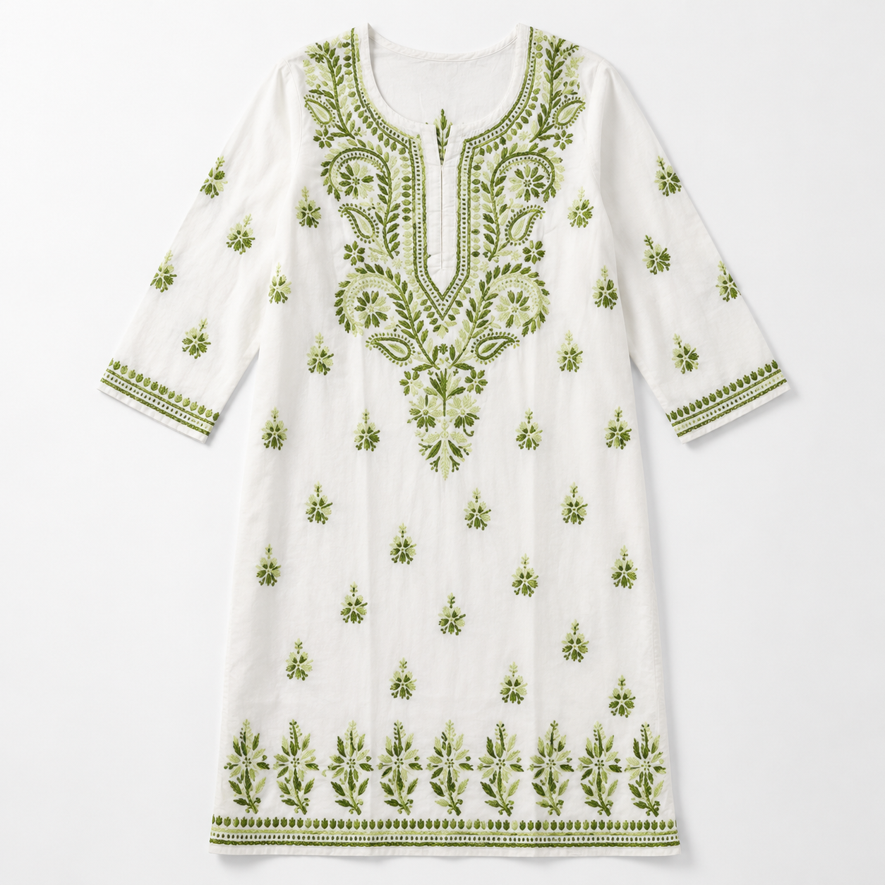 Mal Cotton Chikan Embroidered Kurti