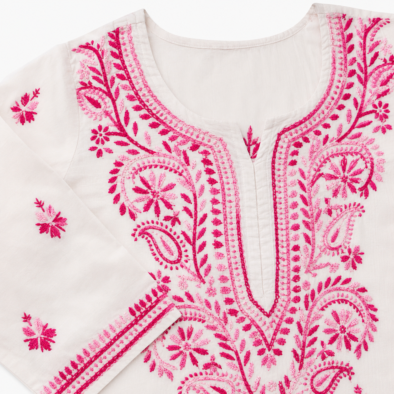Mal Cotton Chikan Embroidered Kurti