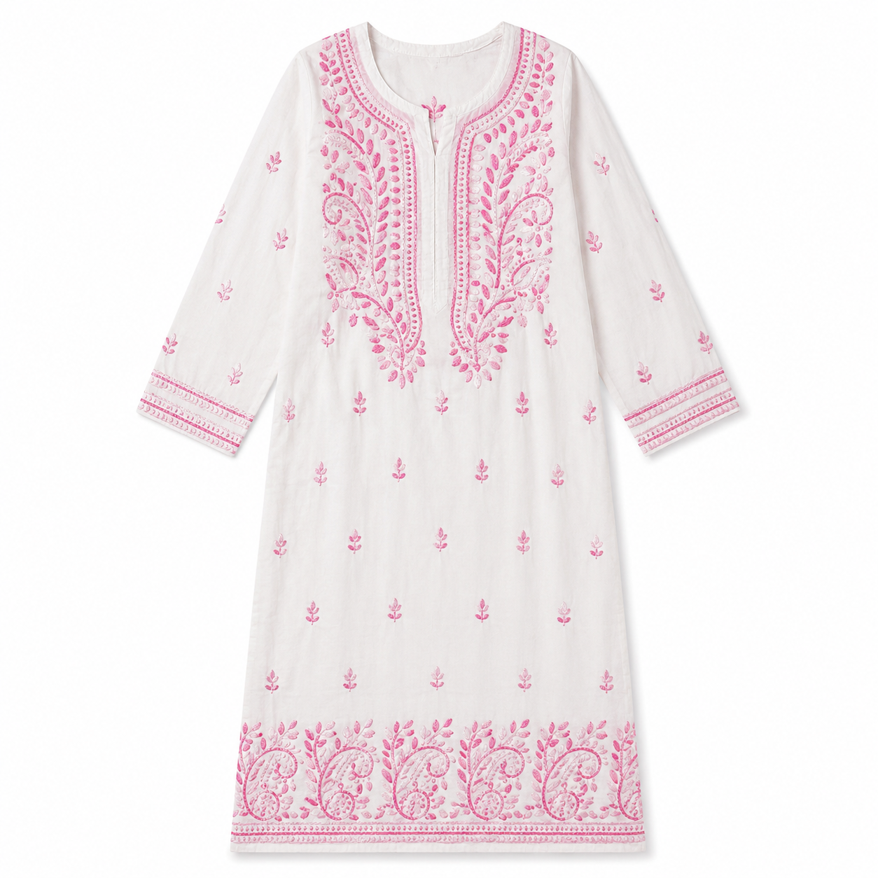 Mal Cotton Chikan Embroidered Kurti