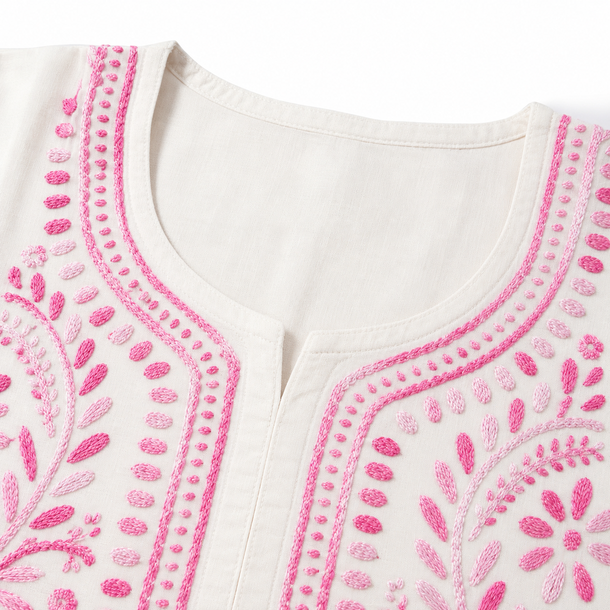 Mal Cotton Chikan Embroidered Kurti