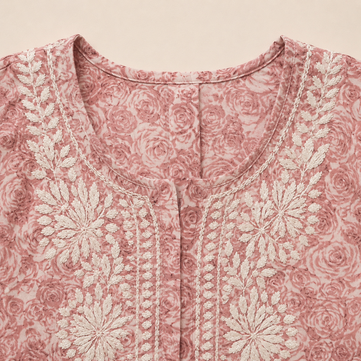Mal Cotton Digital Print Chikankari Long Kurti