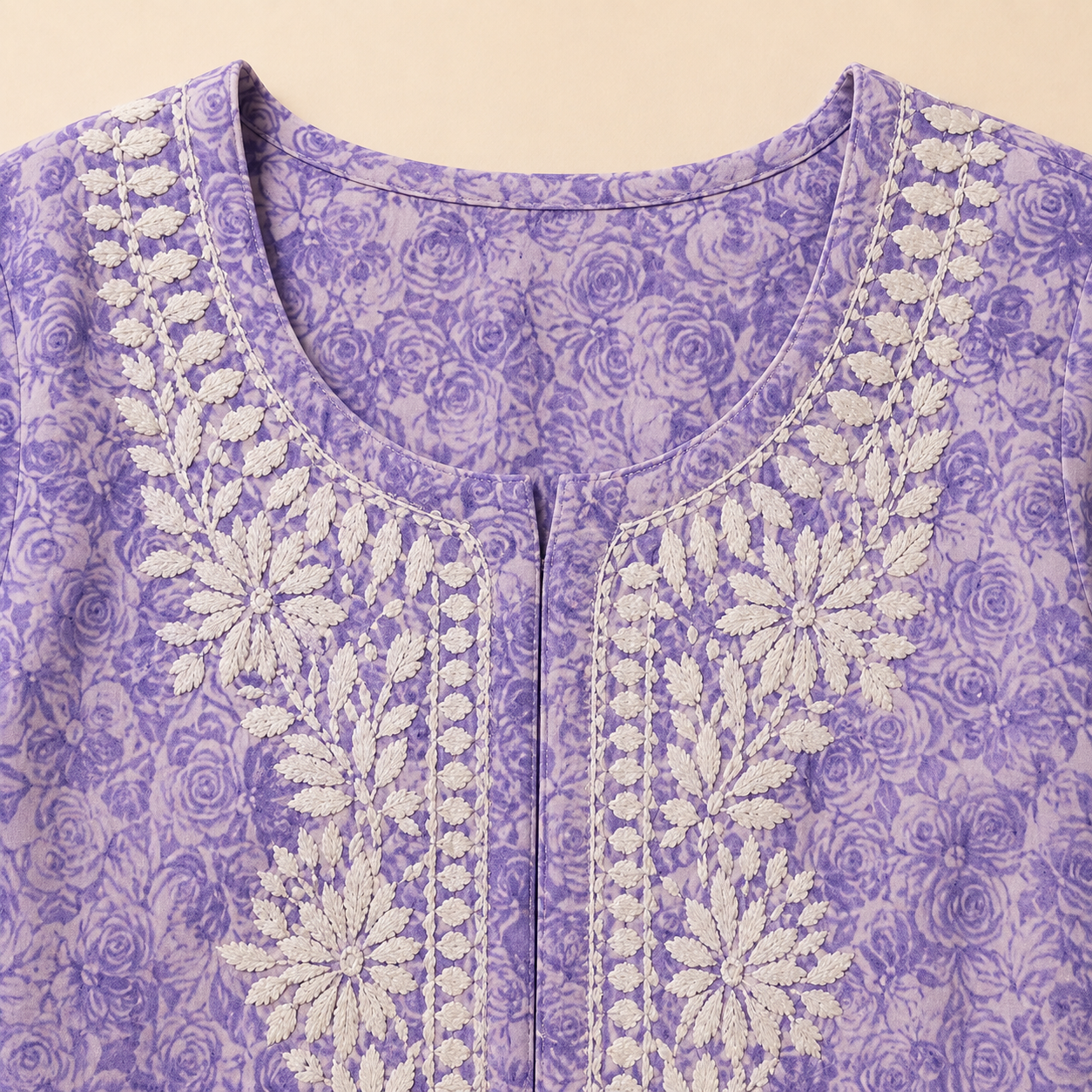 Mal Cotton Digital Print Chikankari Long Kurti