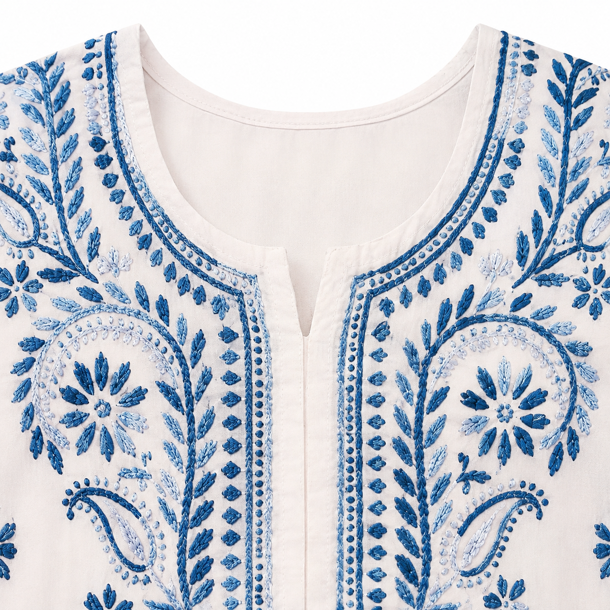 Mal Cotton Chikan Embroidered Kurti