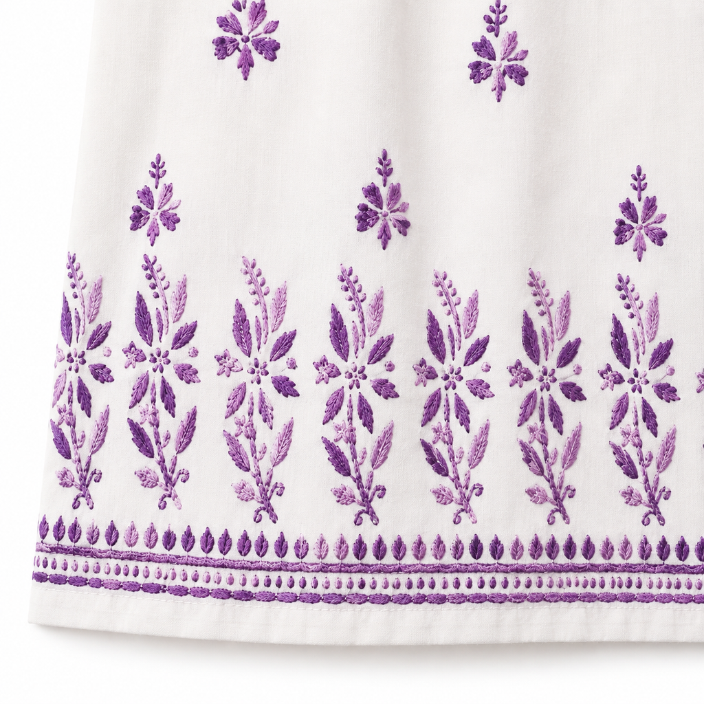 Mal Cotton Chikan Embroidered Kurti