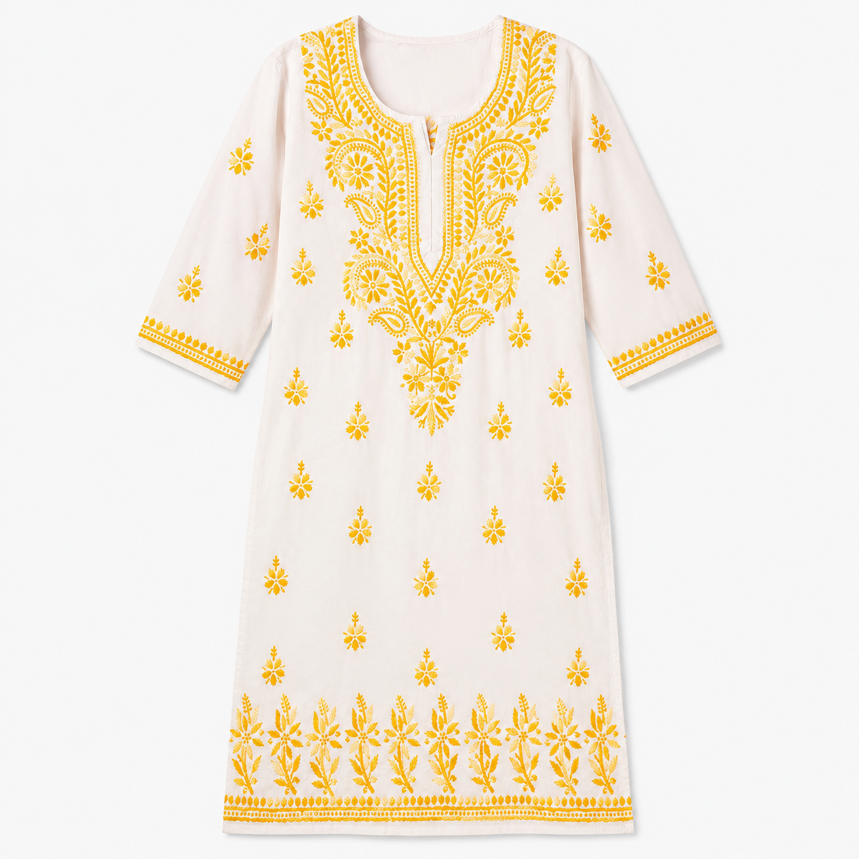 Mal Cotton Chikan Embroidered Kurti