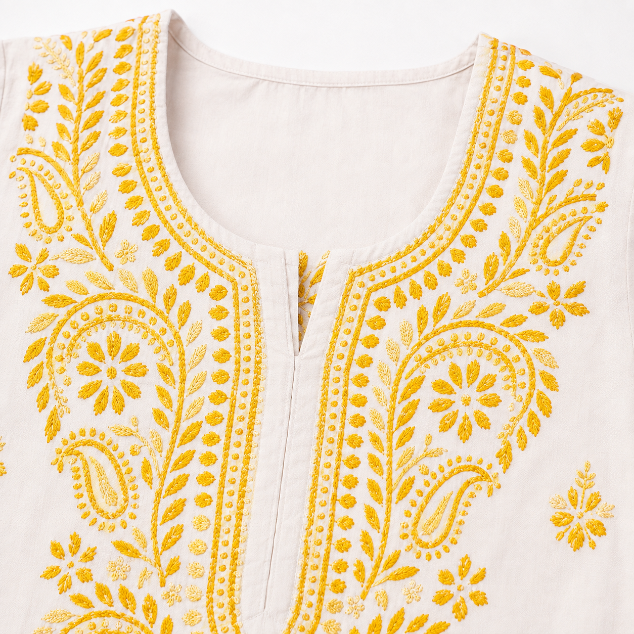 Mal Cotton Chikan Embroidered Kurti
