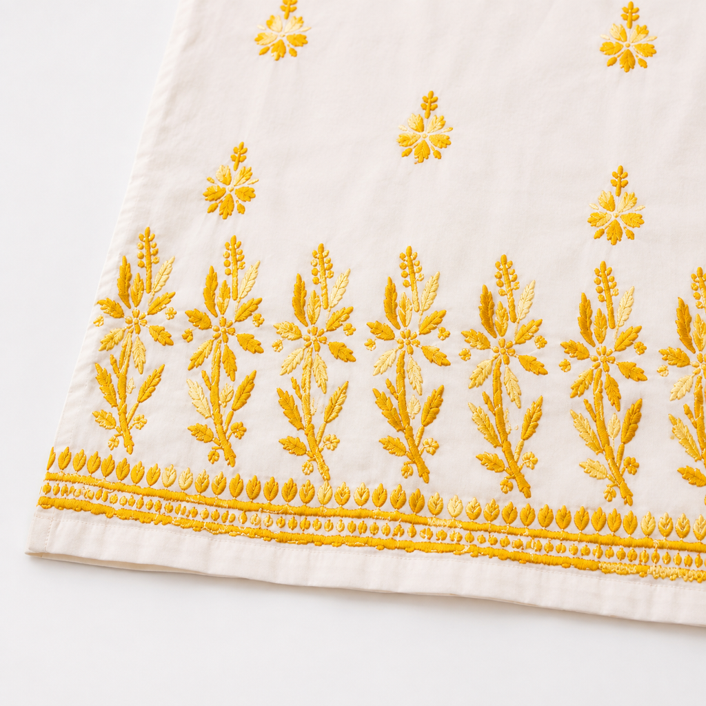 Mal Cotton Chikan Embroidered Kurti