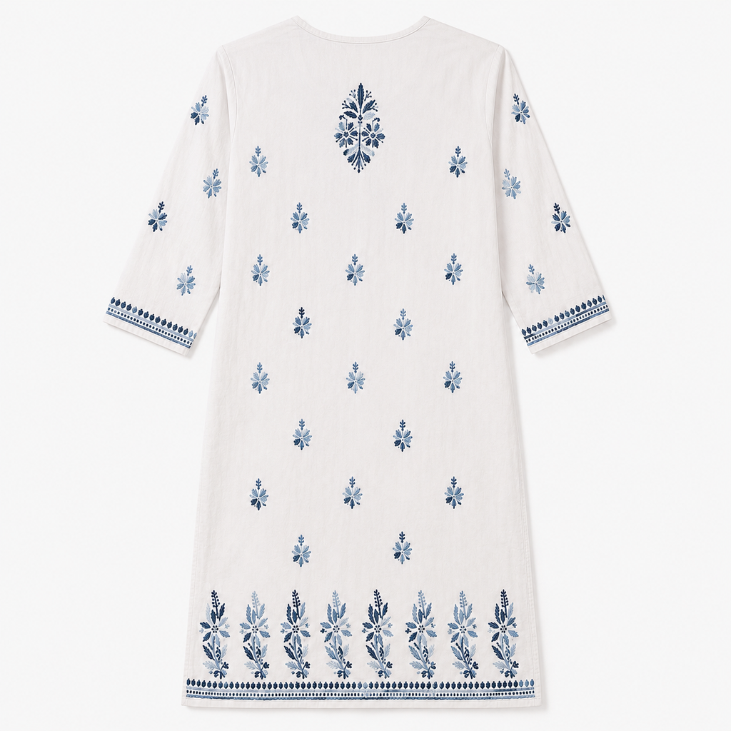Mal Cotton Chikan Embroidered Kurti