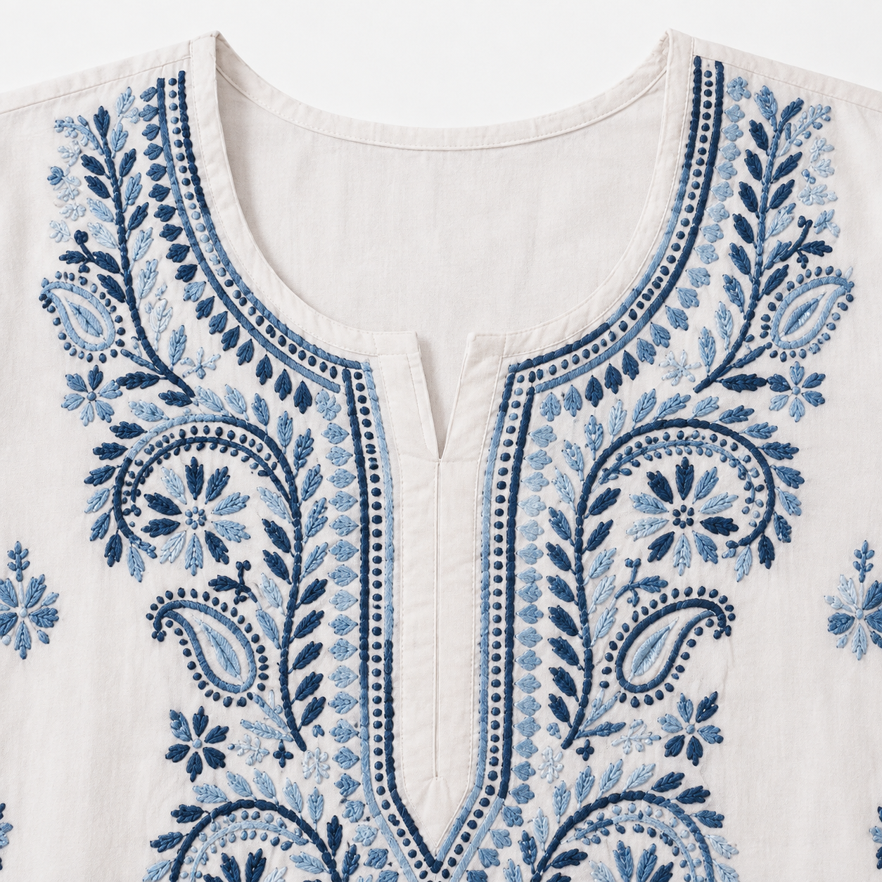 Mal Cotton Chikan Embroidered Kurti