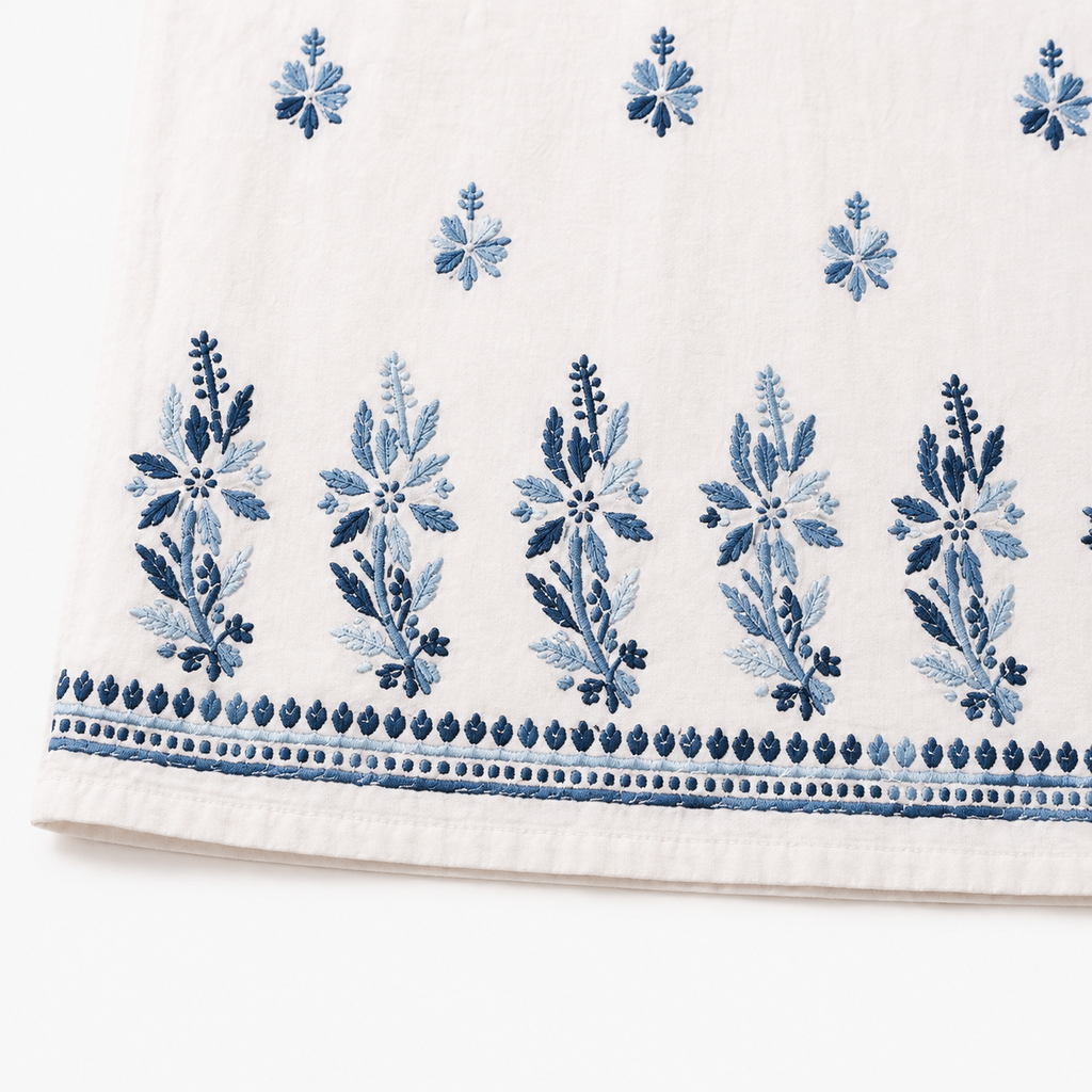 Mal Cotton Chikan Embroidered Kurti