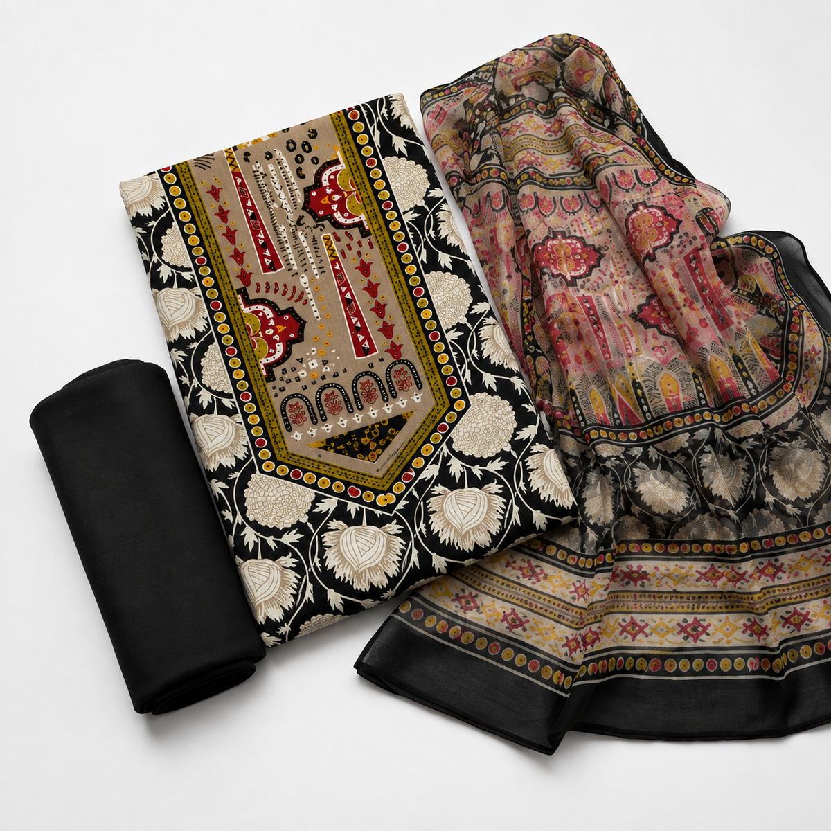 Cambric Cotton Digital Print Chiffon Dupatta Suit