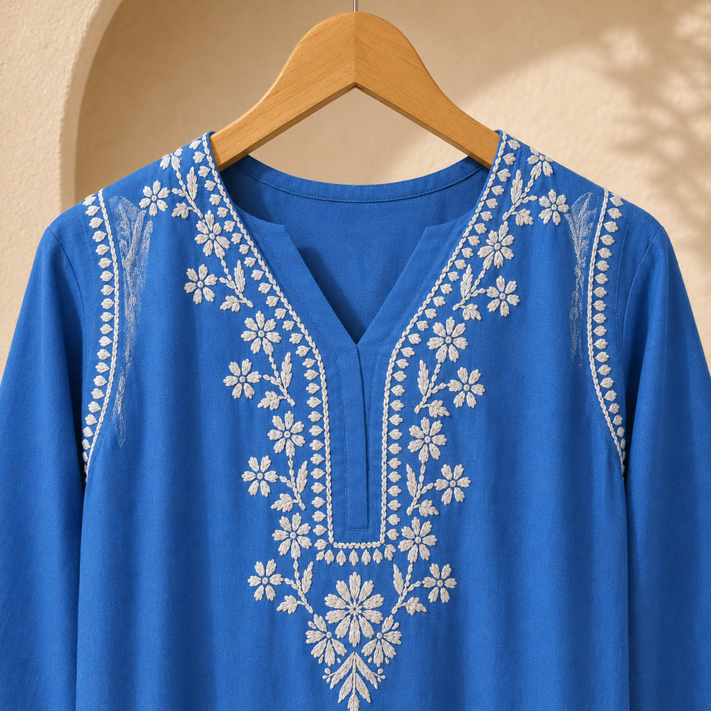 Premium Heavy Rayon Chikankari Long Kurti