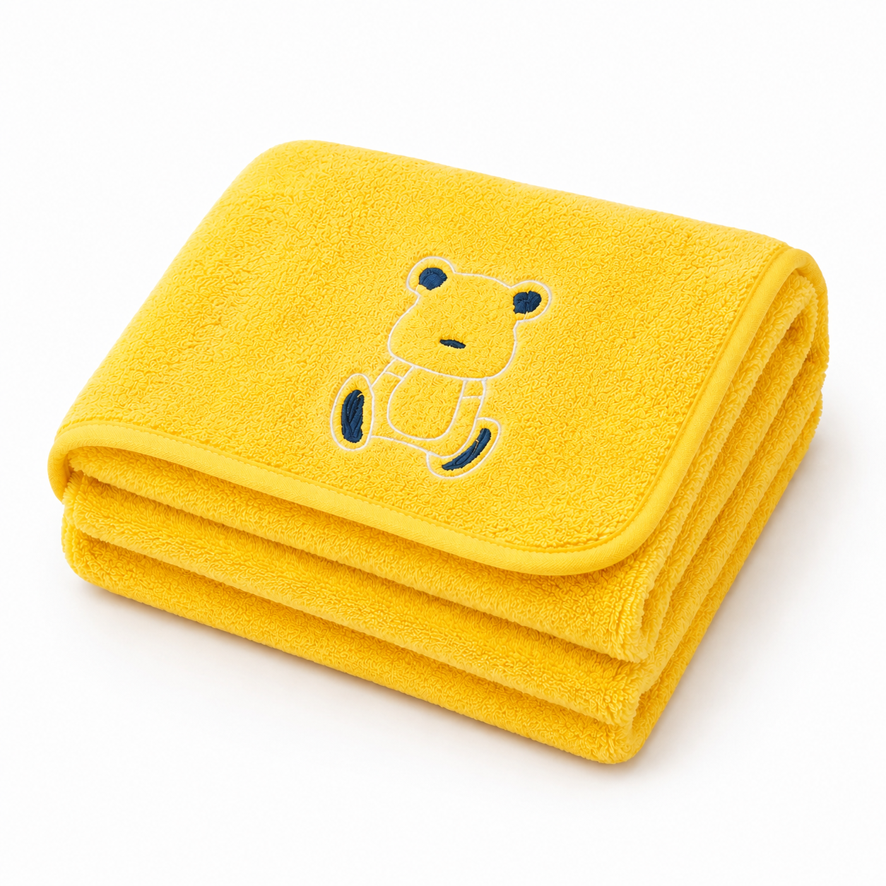 Kids’ Soft Terry Bath Towel with Embroidered Teddy Bear Design | Multiple Colour Options
