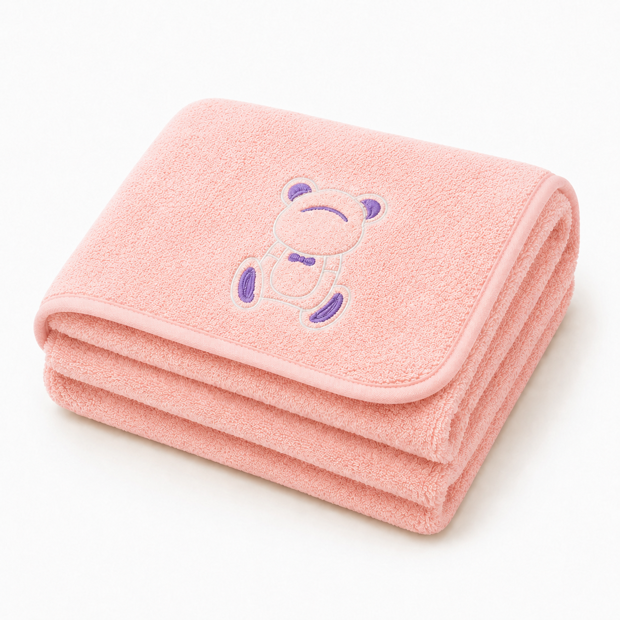 Kids’ Soft Terry Bath Towel with Embroidered Teddy Bear Design | Multiple Colour Options
