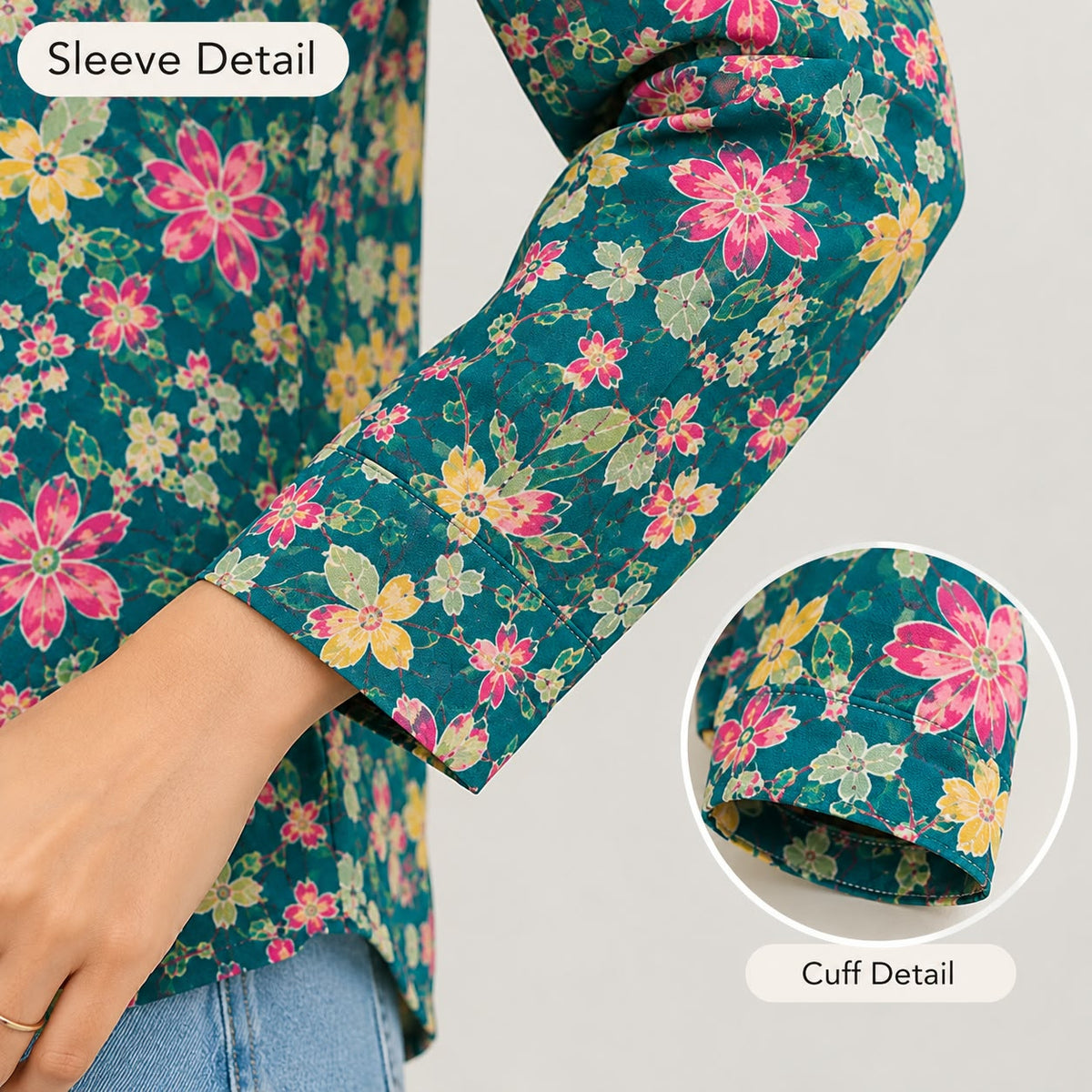 Bloom & Breeze Pure Muslin Long Shirt for Girls Elegant Floral Everyday Wear